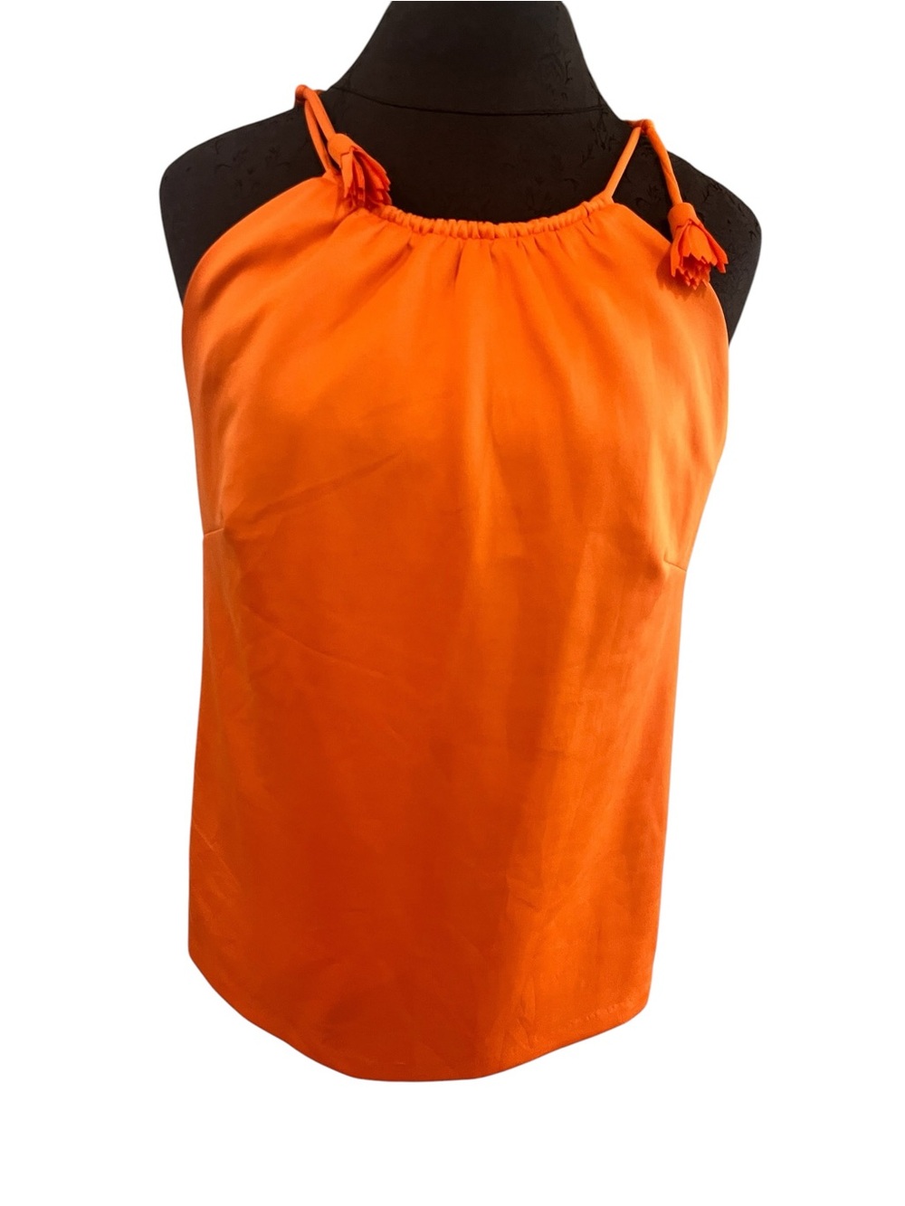 Gretchen Scott Orange Tassel Halter Style Top Medium
